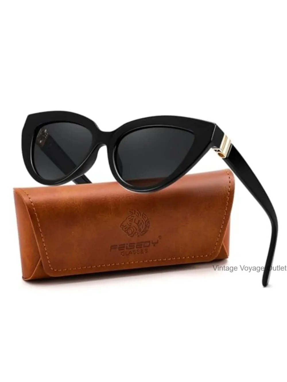 Polarized Cat Eye Sunglasses UV400 Protection Retro Vintage Metal Accents